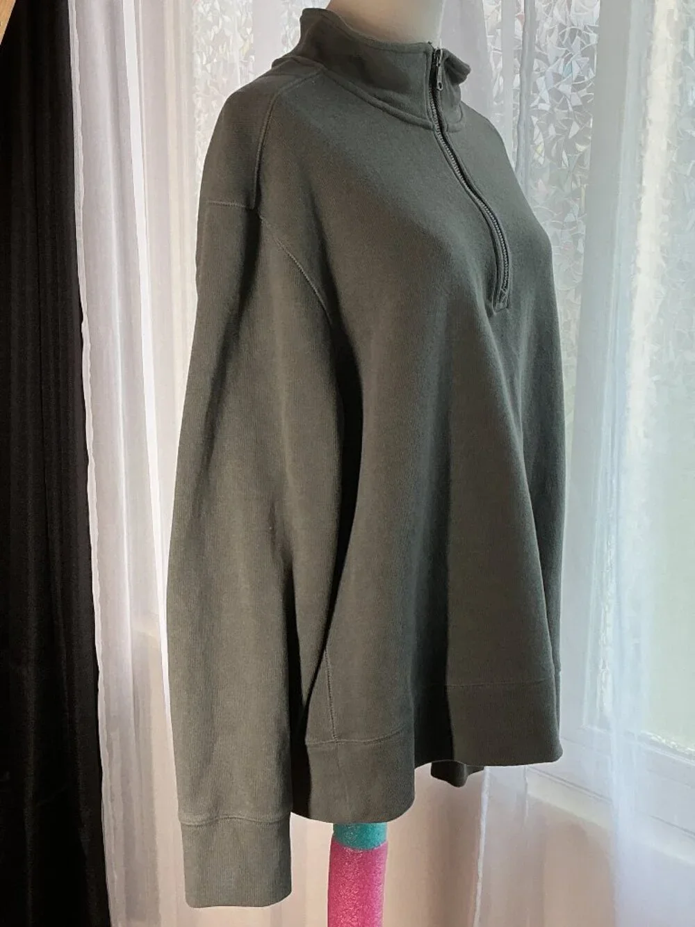 Banana Republic Men’s L Quarter Zip Pullover Cotton Blend Olive Gray